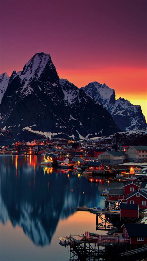 Lofoten Islands Norway Mountains Sunrise 4k Ultra Hd Mobile Wallpaper