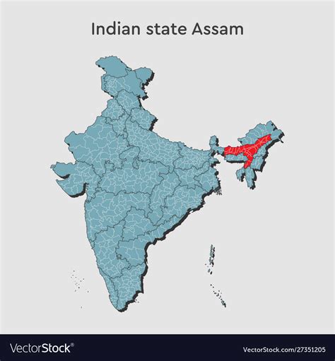 India Country Map Assam State Template Infographic