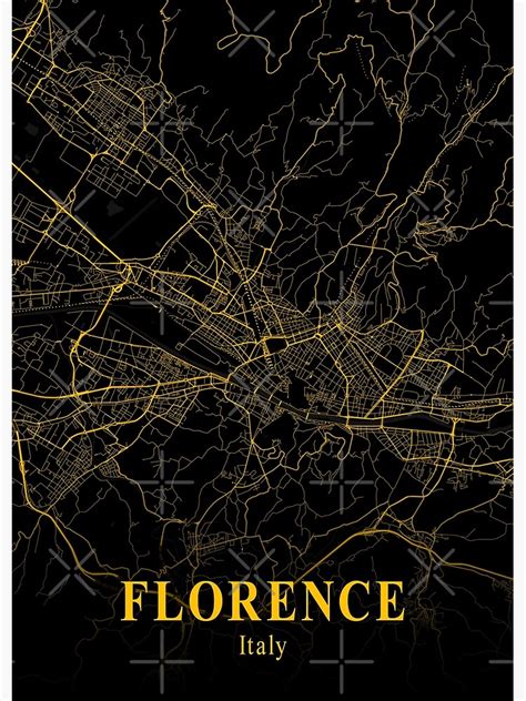 Florence Gold City Map Poster For Sale By Onepopart Redbubble