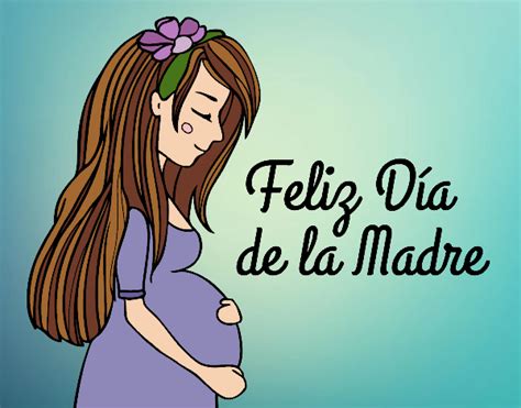 Dibujo De Mamá Embarazada En El Día De La Madre Pintado Por Queyla En