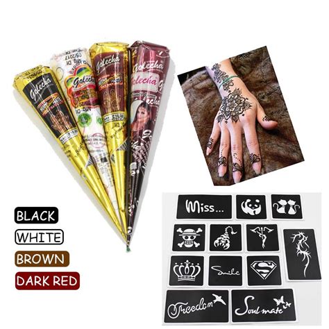 Black Brown Red White Henna Cones Indian Henna Tattoo Paste For