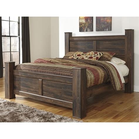 Ashley Quinden Wood King Poster Panel Bed In Dark Brown B246 61 66 68