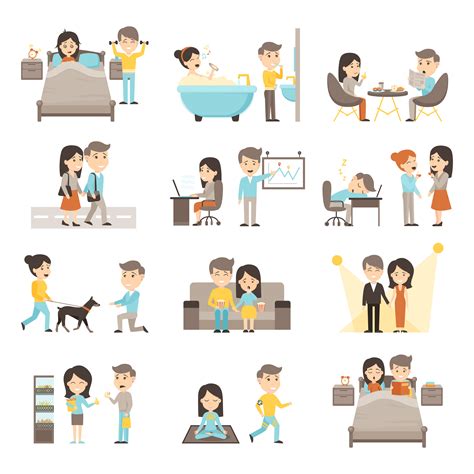 Daily Routine People Set 478817 Vector Art At Vecteezy