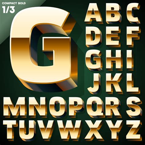 3d Gold Alphabet Vector Graphic Vector Font Free Download