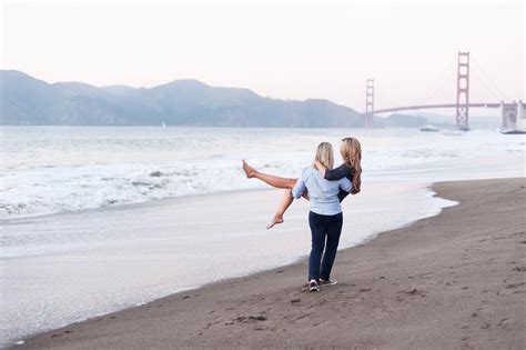 San Francisco Beach Lesbian Engagement Session Equally Wed Modern