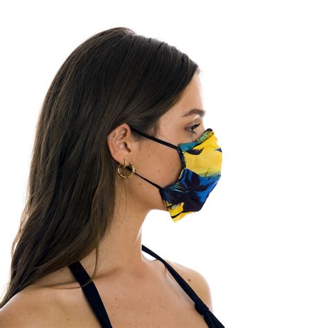 Face Mask Reusable 3 Ply Tropical Print Fabric Mask Face Mask Bbs31