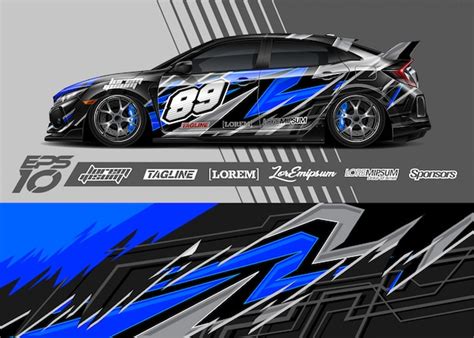 Car Wrap Decal Graphic Design Abstract Stripe Racing Premium Vector