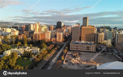 Adelaide Australia September 2018 Aerial View City Skyline Sunset