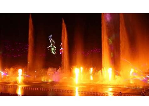 Modern Outdoor Flaming Water Fountain Led Firework Lights Music Dancing