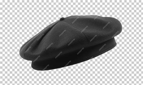 Premium Psd Black French Cap Beret Side View Isolated On Transparent
