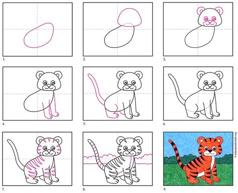 How To Draw An Easy Tiger Art Projects For Kids In 2021 Tiger