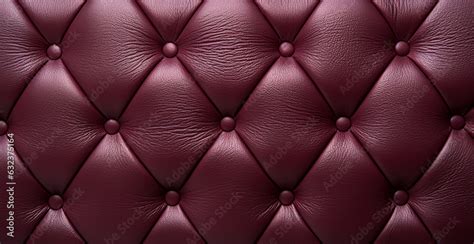 Maroon Leather Upholstery Close Up Texture Of Genuine Leather With