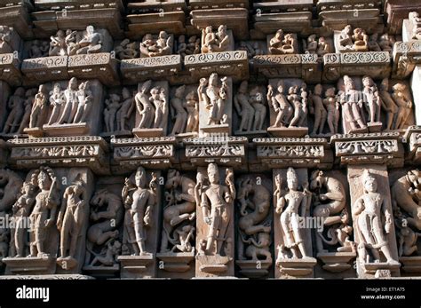Sculptures Of Eastern Temples Of Khajuraho Madhya Pradesh India Stock