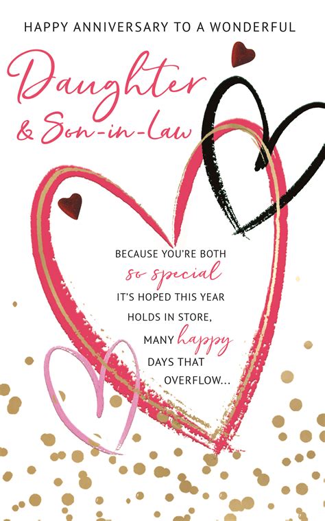 Daughter And Son In Law Embellished Anniversary Greeting Card Cards