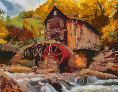 The Glade Creek Grist Mill Painting By Dan Sproul