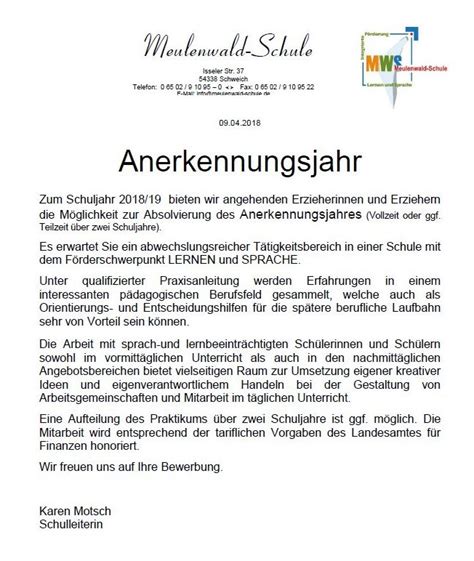 Raphael hat im juni 2019 seinen abschluss als. Bewerbung Erzieherin Anerkennungsjahr