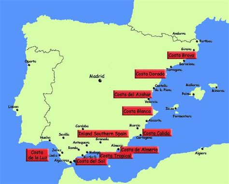 Mapa del sur de España resorts Mapa del sur de España complejos de