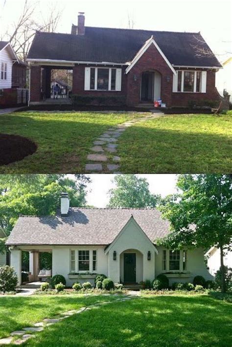 The list goes on… after photo of back of brick house painted moderne white. Curb Appeal - 8 Stunning Before & After Home Updates ...