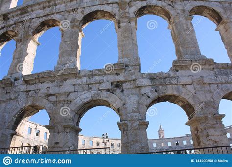Roman Amphitheater Pula Arena Ancient Roman Times Stock Photo Image