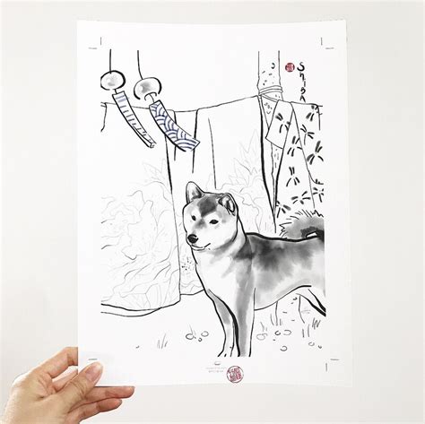 Shiba Inu And Kimono Art Posterinternational Dog Sumi E Etsy