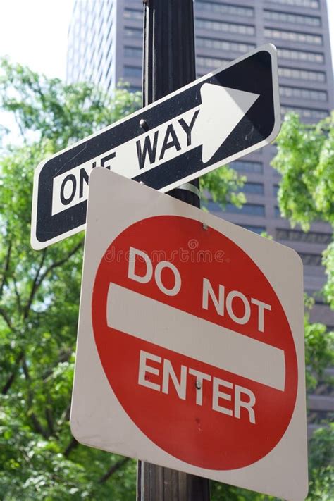 One Way And Do Not Enter Signs Stock Image Image Of Enter Background