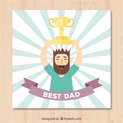 Tarjeta Del Día Del Padre De Hombre Con Trofeo Descargar Vectores Gratis