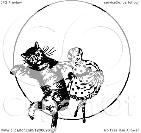 Clipart Of A Vintage Black And White Girl Dancing With A