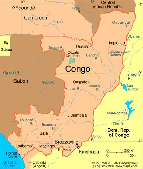 Map Of The Republic Of Congo Cities And Towns Map