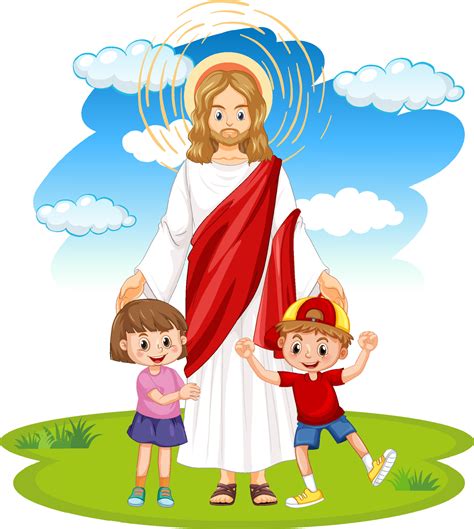 Jesus And Children On White Background 6351410 Vector Art At Vecteezy
