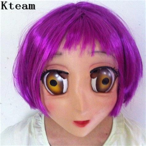 2018 female sweet girl half head kigurumi mask with bjd eye cartoon cosplay japanese anime role