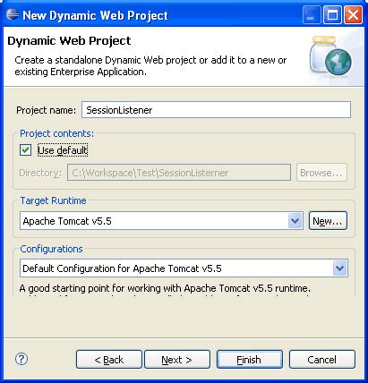Wait that workspace creation is finished. JSP Servlet HTTP Session Listener tutorial example in ...