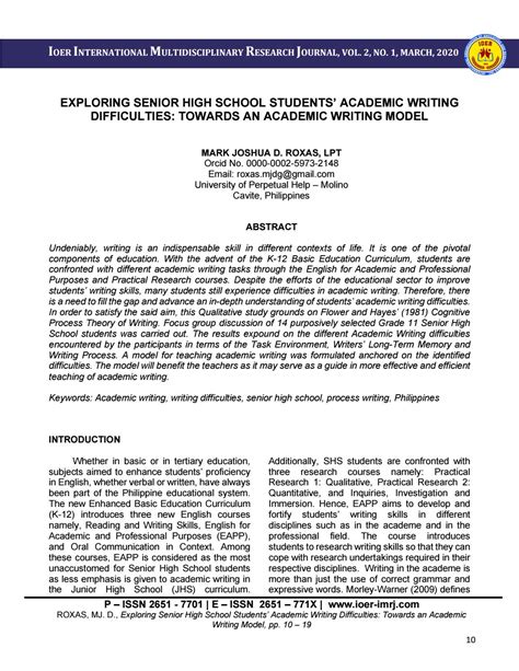 Research Paper About Writing Difficulties Study In Progres