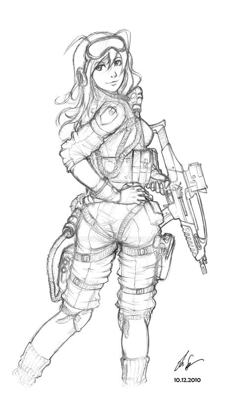 Anime Army Girl Drawing