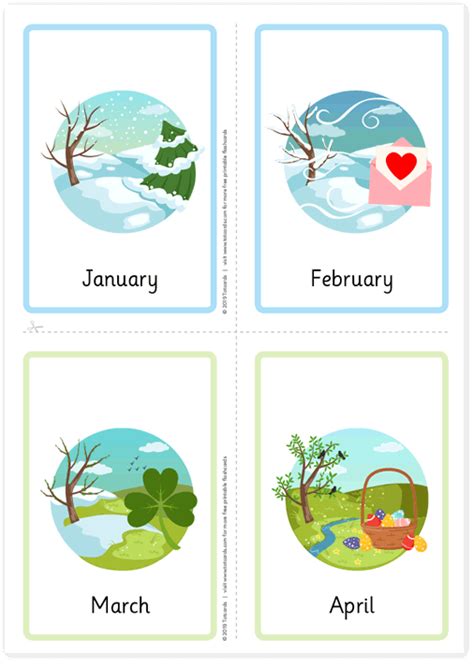 Free Months Of The Year Flashcards For Kids Totcards