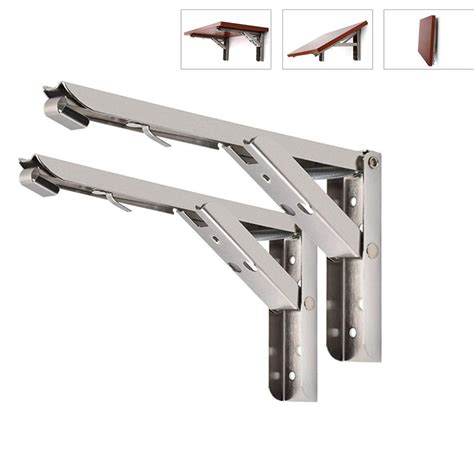 2pcs Folding Shelf Brackets Heavy Duty Stainless Steel Collapsible Shelf Bracket For Table Work Space Saving 