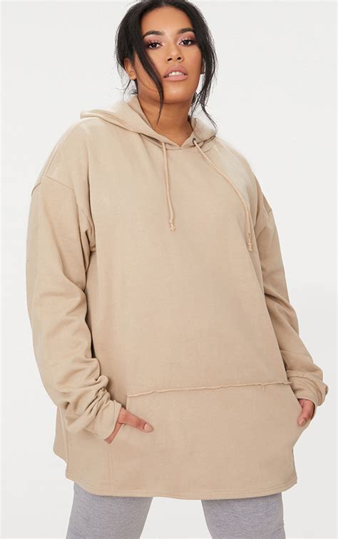 Plus Taupe Oversized Hoodie Plus Size Prettylittlething