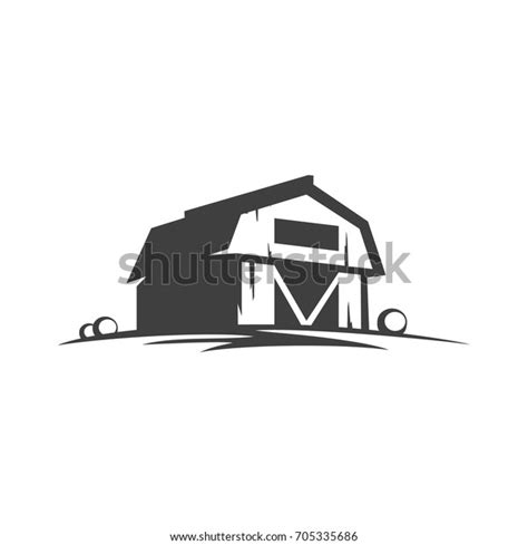 Farm Barn Silhouette Isolated On White Stock Vector Royalty Free