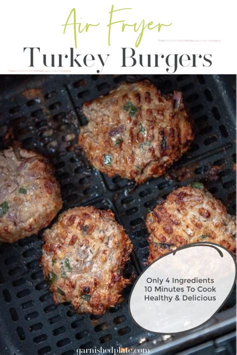 Set the temperature to 390°f and cook for 10 minutes. Air Fryer Turkey Burgers - Garnished Plate
