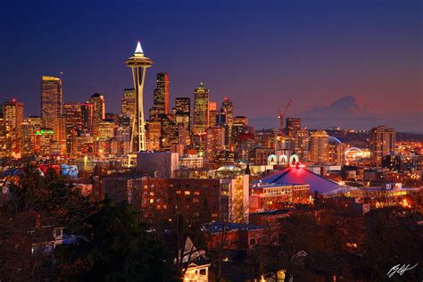M154 Seattle Skyline At Night Washington Randall J Hodges Photography