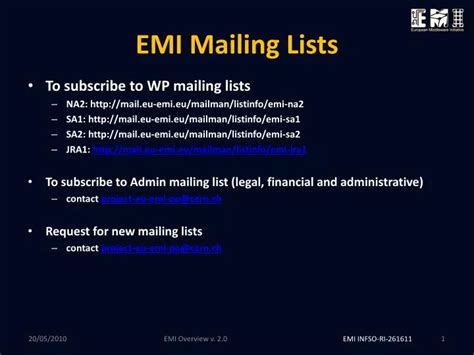 Ppt Emi Mailing Lists Powerpoint Presentation Free Download Id2697525