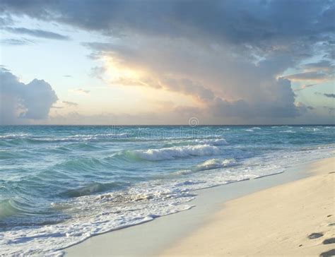 Morning Storm Clouds Over Beach On Caribbean Sea Stock Photo Image Of