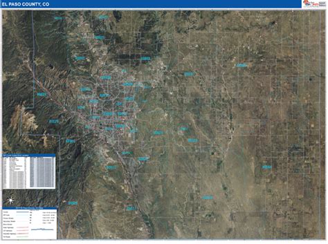 El Paso County Co Wall Map Satellite Zip Style By Marketmaps Mapsales