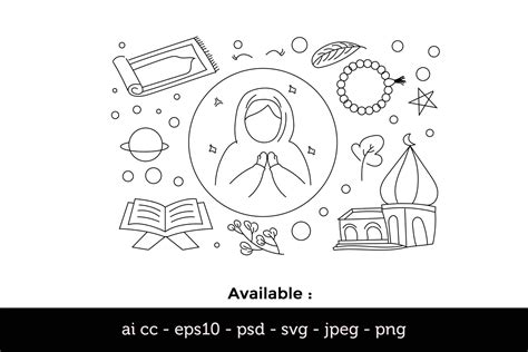Muslim Kids Doodle Collection Background Graphics Creative Market