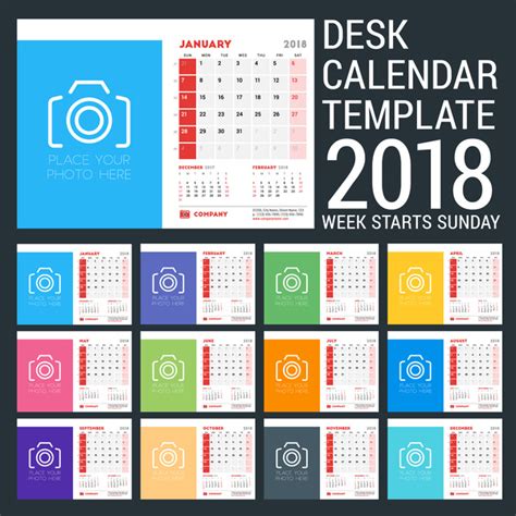 Desk Calendar 2018 Template Vectors Free Download