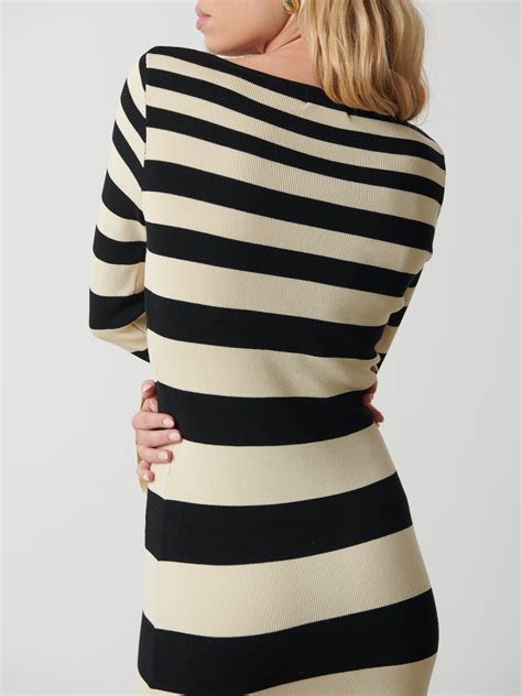 mila striped knit dress black and beige stripe pretty lavish