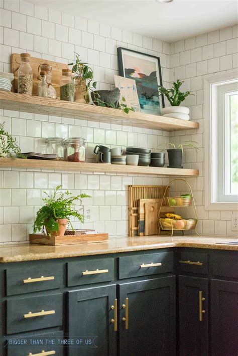Diy Open Shelving Kitchen Guide Bigger Than The Three Of Us