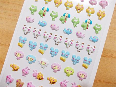 Cute Animal Puffy Stickers Raised Surface 1 Sheet