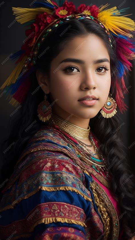 premium ai image beautiful hispanic heritage girl celebrating culture woman traditional dress