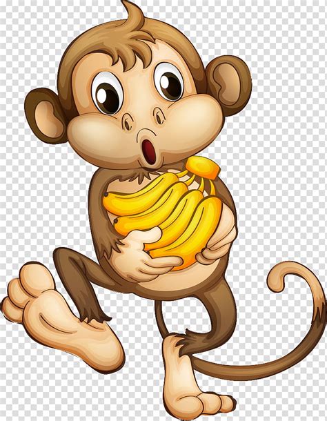 Two Cartoon Monkeys With Bananas