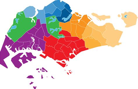 Singapore Political Map Divide By State 14028375 Png